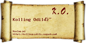 Kolling Odiló névjegykártya